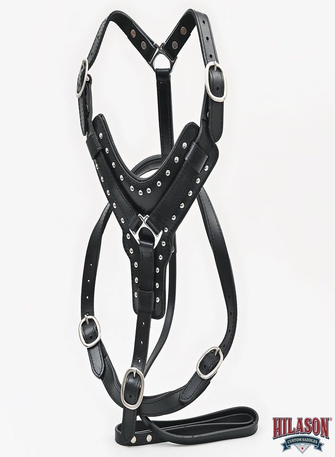 HILASON Black X Large HILASON Leather Dog Harness Padded Genuine Matching Leash | Walking with - Image 2