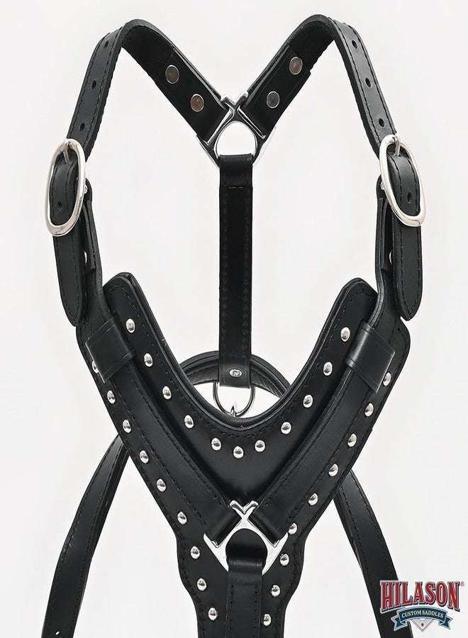 HILASON Black X Large HILASON Leather Dog Harness Padded Genuine Matching Leash | Walking with - Image 4