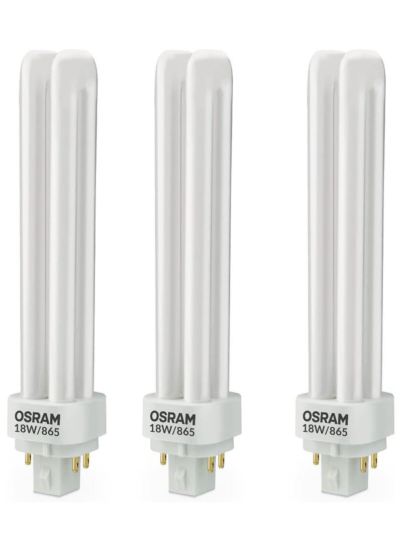 Osram OsRAM Home Decorative And Durable 18 Watts 4 Pin Day Light Cfl Bulb (Pack Of 3) - White  - Image 1