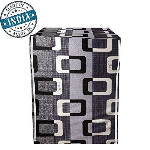 E-Retailer® Polyester Front Load Washing Machine Cover With Zip Enclosure Suitable For 5kg to 8kg (Color-Geometric Black, Size-23x23x35) - Image 5