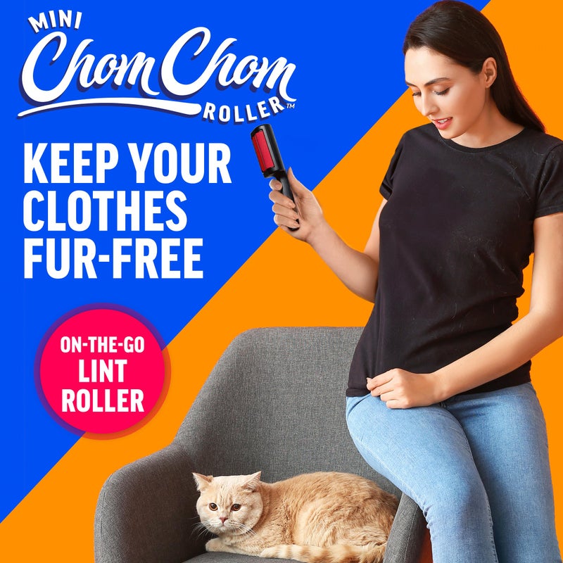 ChomChom Roller for Pet Hair - Reusable Lint Roller Pet Hair Removal Tool for Clothes, Couches, Cars and Travel - Cat Dog Hair Remover, Compact, No Sticky Refills Needed (Mini Roller) - Image 2