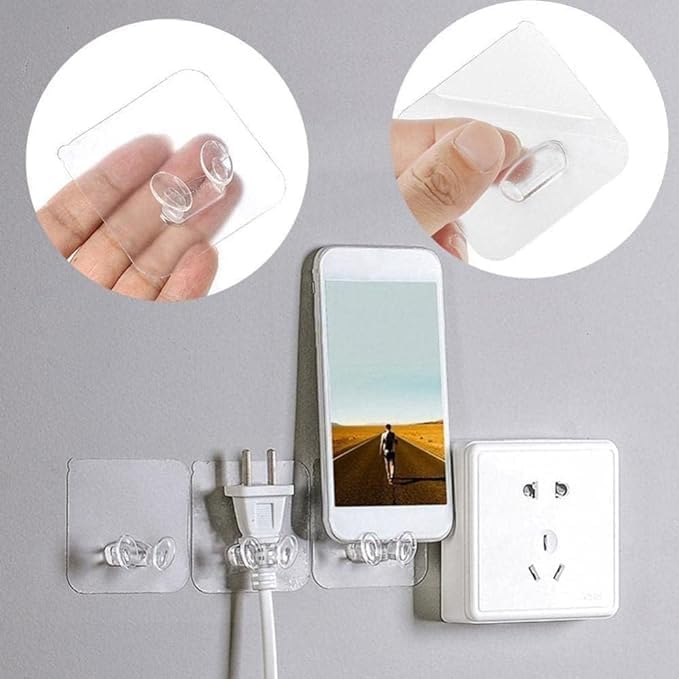The Kitchen wault The Kitchen wault SelfAdhesive Plug Sticker Hook Pack of 5Pcs Multifunctional Power Plugs Socket Holder Wall Mounted Transparent Wall Storage Hanger for Keys Kitchen Items - Image 4