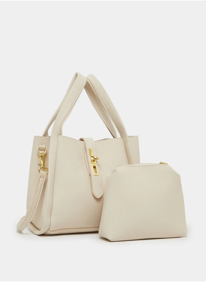 Styli Belted Front Handbag with Pouch