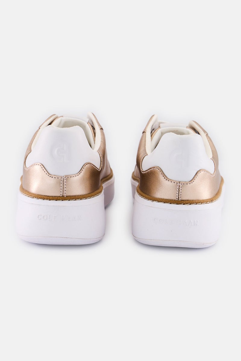 COLE HAAN Women Wide GP Topspin Lace Up Metallic Casual Shoes, Rose Gold - Image 3