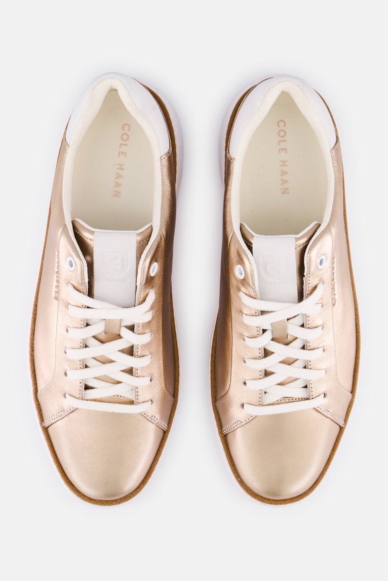 COLE HAAN Women Wide GP Topspin Lace Up Metallic Casual Shoes, Rose Gold - Image 2
