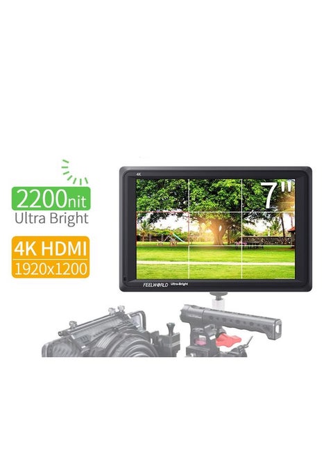 FEELWORLD FW279 7 Inch Ultra Bright 2200nit on Camera Field DSLR Monitor Full HD 1920x1200 4K HDMI Input Output High Brightness for DSLR Stabilizer