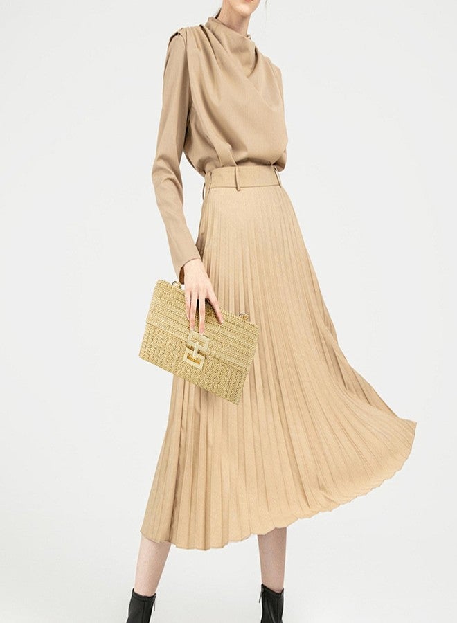 Gets Straw Clutch, Straw Clutch Women Hand-woven for Summer Beach Envelope Clutch Purse Wallet - Image 3