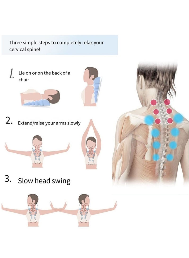 Neck and Shoulder Relaxer, Cervical Traction Device, Neck Stretcher Chiropractic Pillows, Trigger Point Massager Tool for TMJ Pain Relief,  Headache Muscle Tension Spine Alignment - Image 3