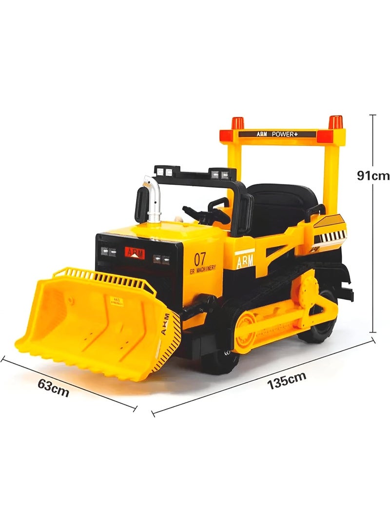 Ride On Bulldozer Truck for Kids, Kids Bulldozer - 12V Battery Powered Ride on Car with Trailer, Kids' Electric Vehicles, Horn, Lights, Music, Multicolor - Image 2