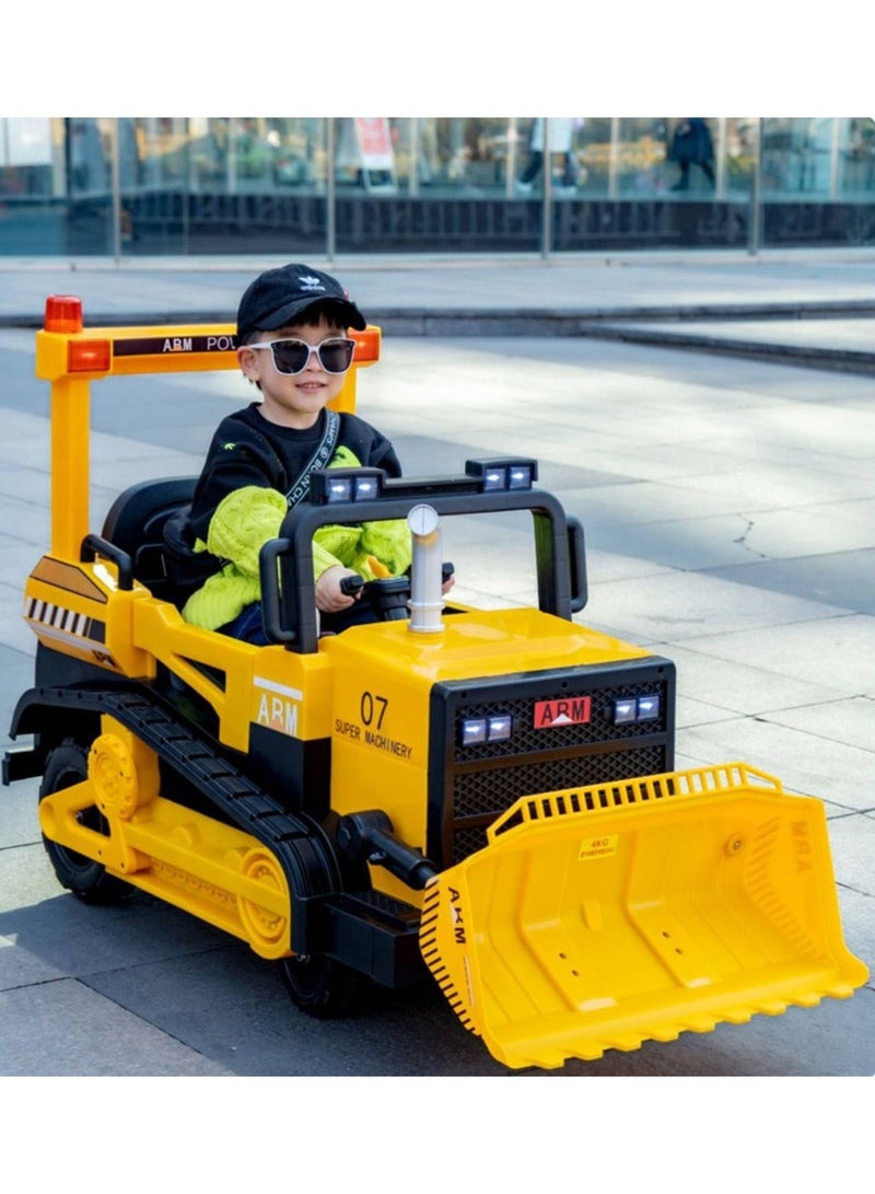 Ride On Bulldozer Truck for Kids, Kids Bulldozer - 12V Battery Powered Ride on Car with Trailer, Kids' Electric Vehicles, Horn, Lights, Music, Multicolor - Image 3