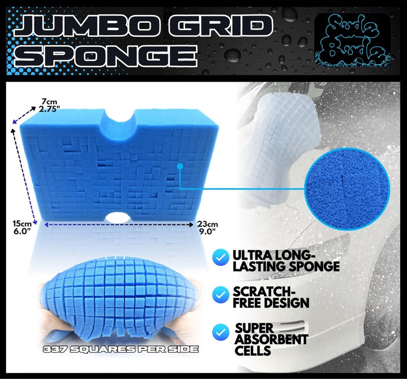 Sudz Budz® Premium Jumbo Foam Grid Car Wash Sponge 1pc | Anti-Marring Sponge for Soap and Rinseless Washing | Cross-Cut, Easy Grip, Large Sponge. Durable, Soft, Scratch-Free Car Cleaning and Detailing - Image 2