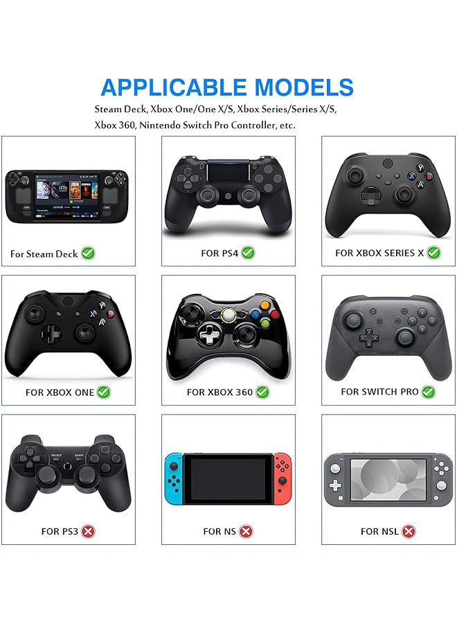 erorex 8Pcs Anti Slip Silicone Grip Thumb Compatible With Steam Deck Playstation 5 Ps5 Ps4 Xbox 360 Xbox One Switch Pro Controller Joystick Grips Caps Cover Analog Stick Blue  - Image 2