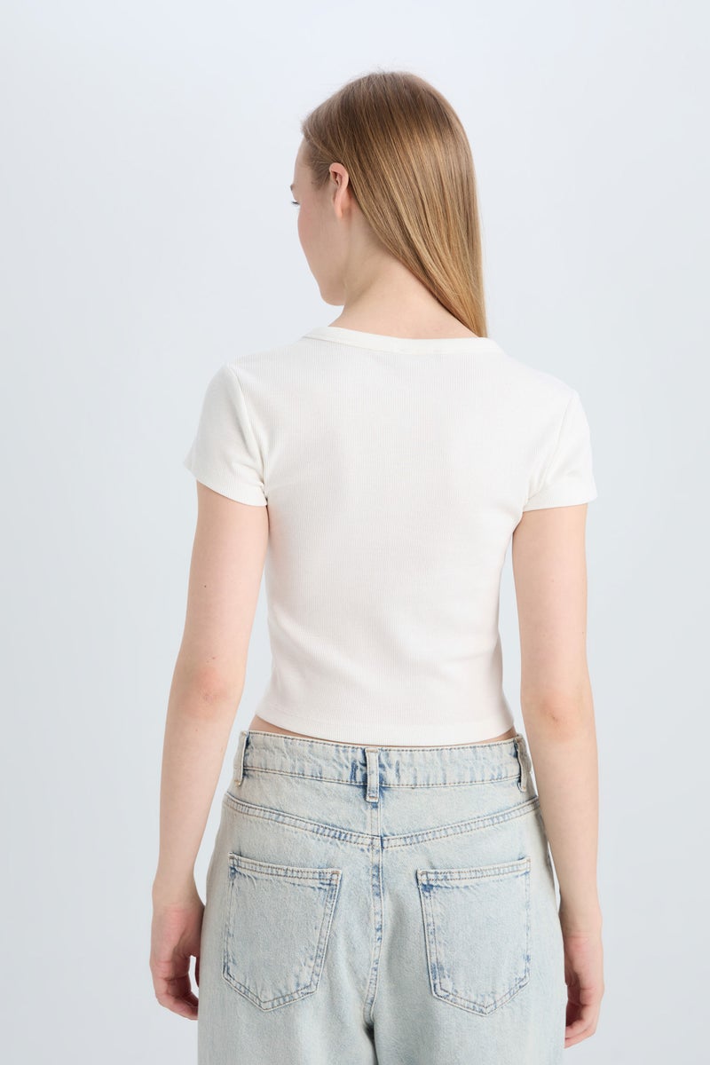 DeFacto Woman Slim Fit Camisole Short Sleeve T-Shirt - Image 5