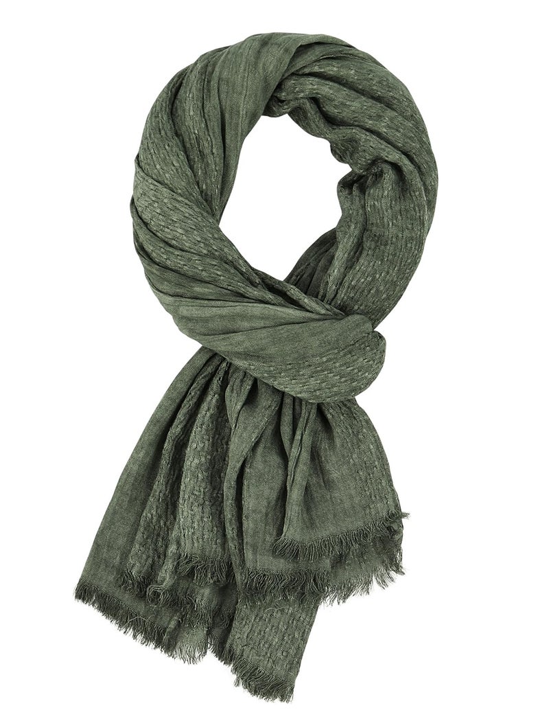 GERINLY Distressed Wrinkle Scarf for Travel Long Camp Head Wrap Men Rustic Blanket Shawl(M-ArmyGreen) - Image 1