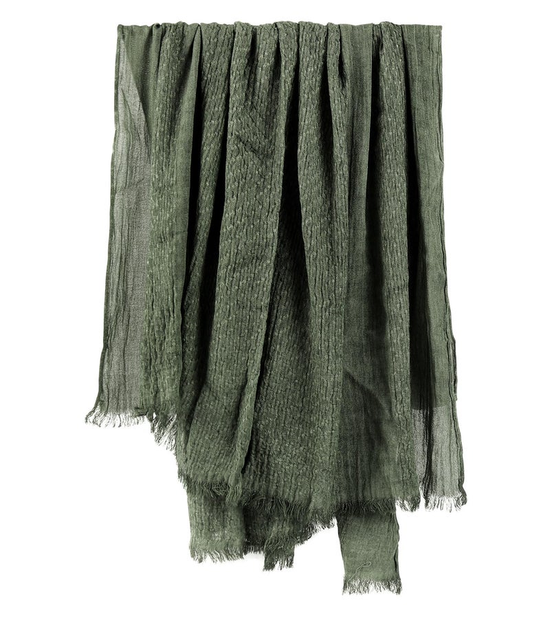 GERINLY Distressed Wrinkle Scarf for Travel Long Camp Head Wrap Men Rustic Blanket Shawl(M-ArmyGreen) - Image 4