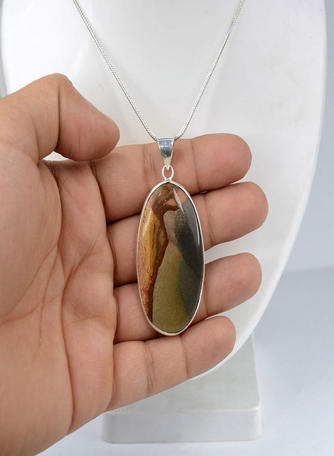 Crystu AAA Polly Crome Pendant Oval Shape Crystal Stone Locket - Pendant with Metal Chain for Reiki Healing and Crystal Healing Gemstone for Unisex (Color : Multi) - Image 3