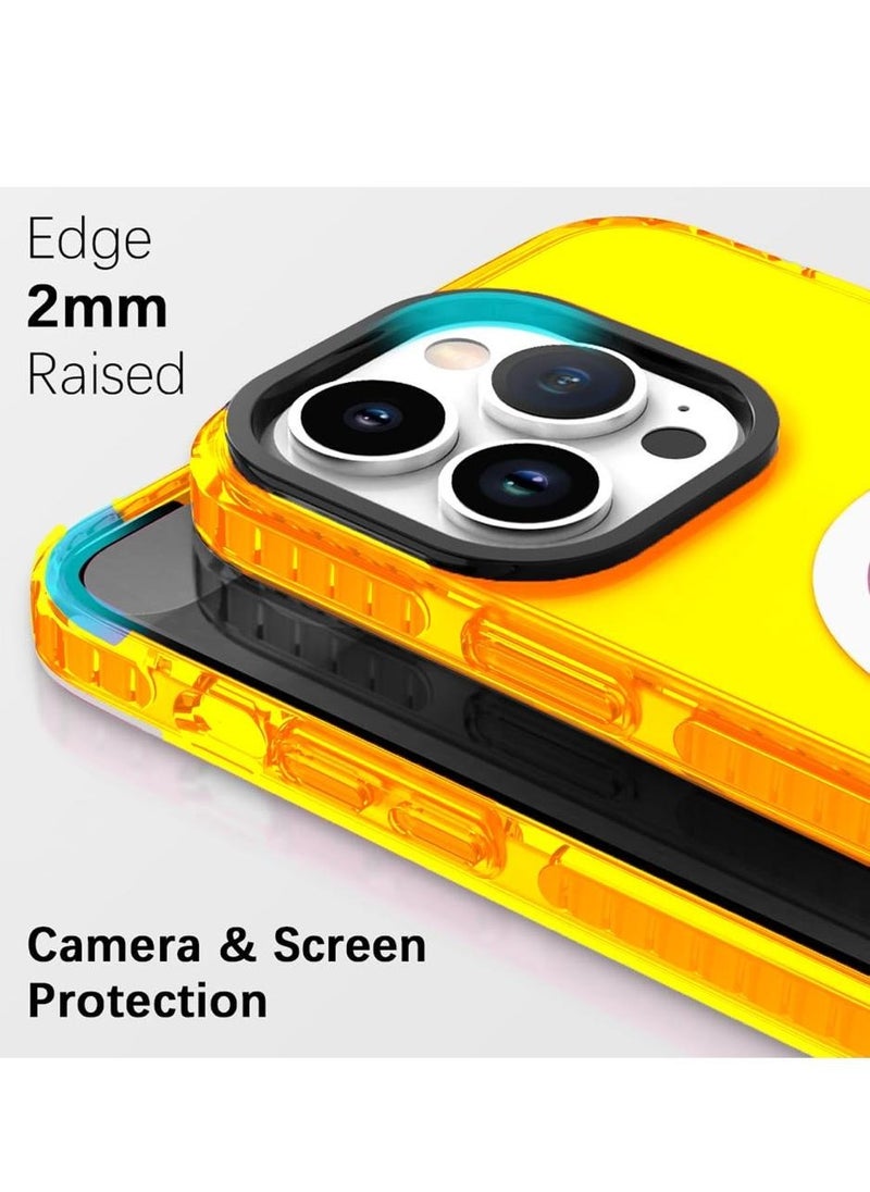 Techie - Apple iPhone 16 Pro Max MagSafe Trendy Neon Clear Color Vibrant Fluorescent Design Case Shockproof Cover with Transparent Design, Enhanced Grip and Camera Lens Protection Frame - Yellow - Image 1