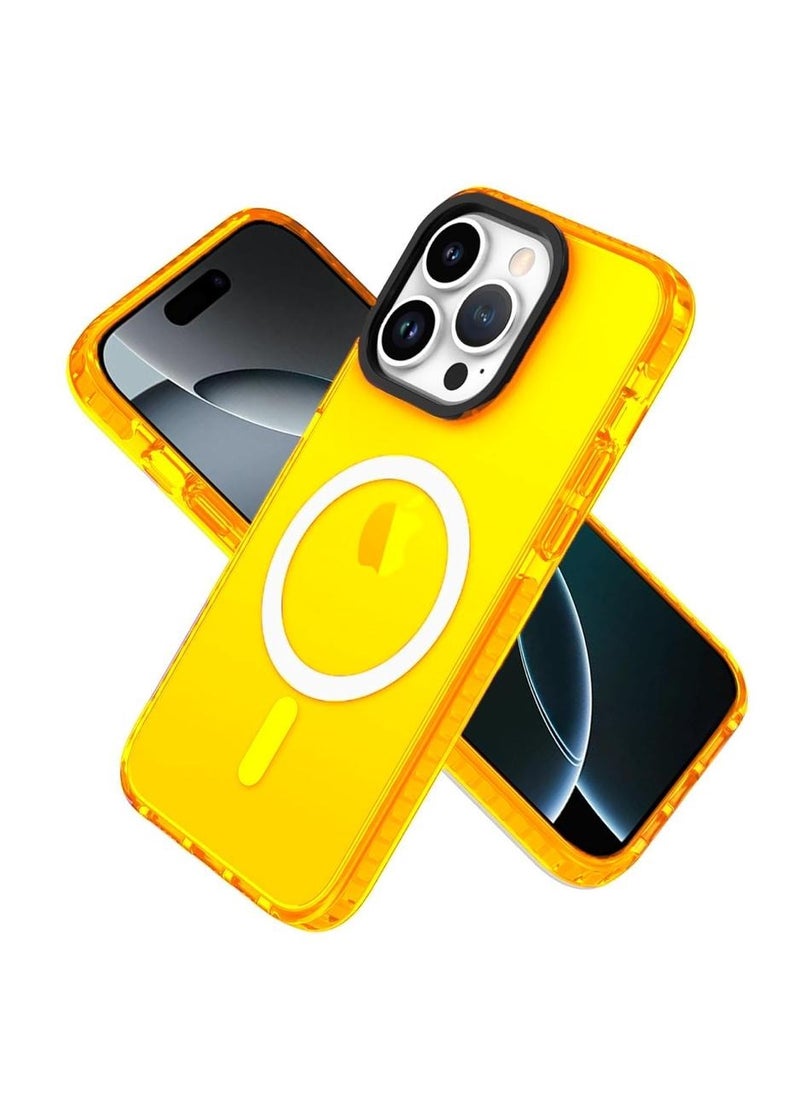 Techie - Apple iPhone 16 Pro Max MagSafe Trendy Neon Clear Color Vibrant Fluorescent Design Case Shockproof Cover with Transparent Design, Enhanced Grip and Camera Lens Protection Frame - Yellow - Image 1