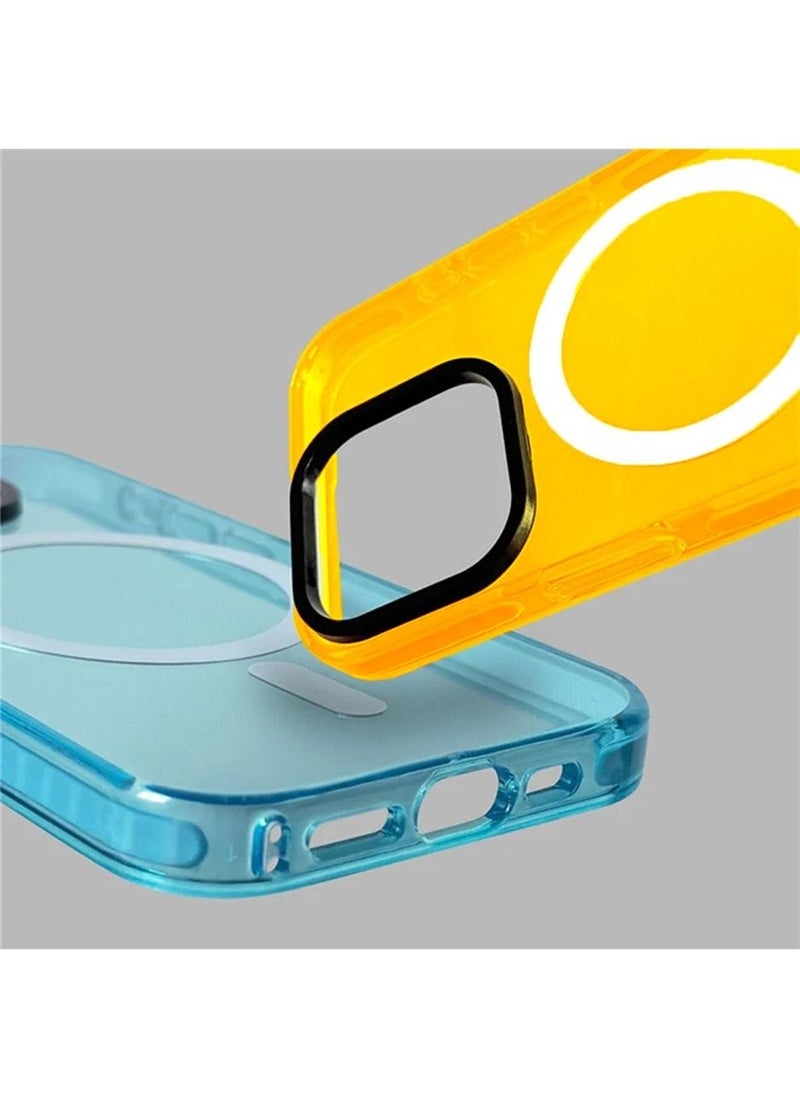Techie - Apple iPhone 16 Pro Max MagSafe Trendy Neon Clear Color Vibrant Fluorescent Design Case Shockproof Cover with Transparent Design, Enhanced Grip and Camera Lens Protection Frame - Yellow - Image 1