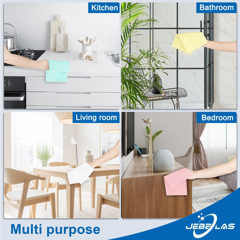 JEBBLAS Cleaning Towels Dish Towels and Dish Cloths Reusable Towels,Handy Cleaning Wipes, Great Dish Towel, Disposable, Absorbent, Dry Quickly 60 Sheets/Pack,Red - Image 3