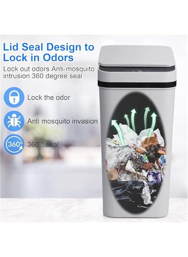 MIXDE Bathroom Touchless Trash Can 12L Smart Automatic Motion Sensor Rubbish Can with Lid Electric Narrow Small Garbage Bin for Kitchen, Office, Living Room, Toilet, Bedroom (Grey) - Image 3
