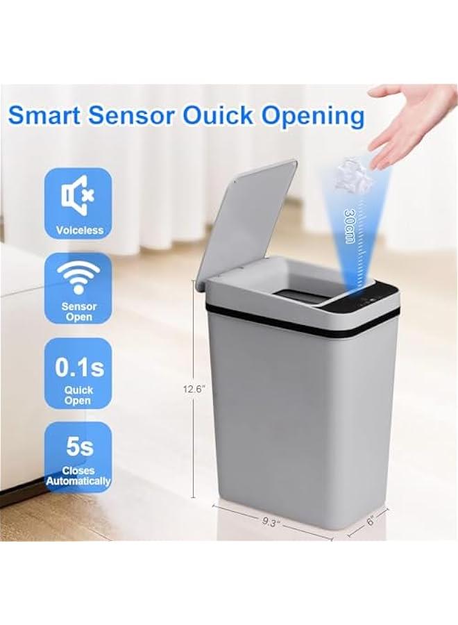 MIXDE Bathroom Touchless Trash Can 12L Smart Automatic Motion Sensor Rubbish Can with Lid Electric Narrow Small Garbage Bin for Kitchen, Office, Living Room, Toilet, Bedroom (Grey) - Image 4
