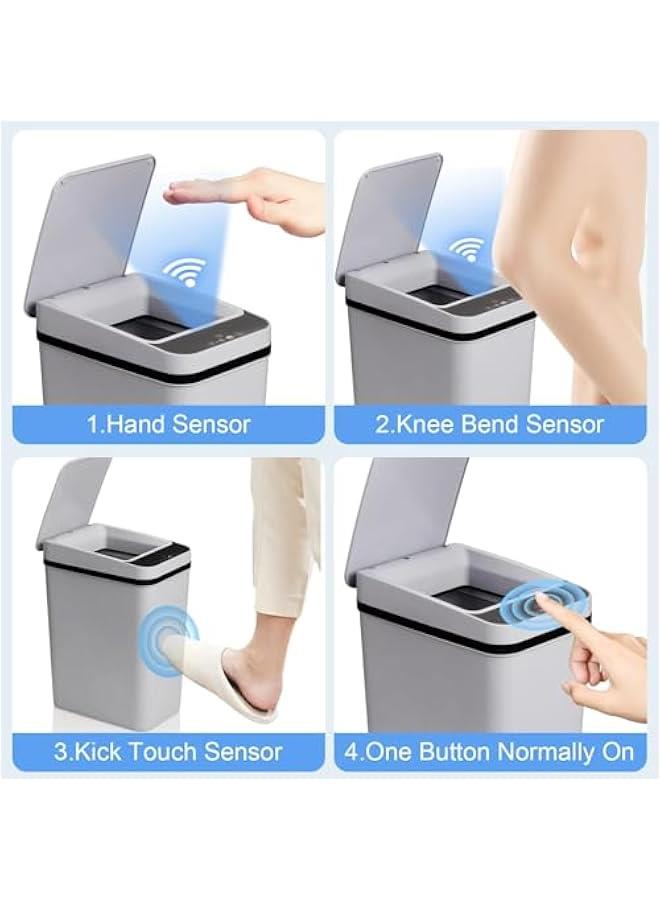 MIXDE Bathroom Touchless Trash Can 12L Smart Automatic Motion Sensor Rubbish Can with Lid Electric Narrow Small Garbage Bin for Kitchen, Office, Living Room, Toilet, Bedroom (Grey) - Image 5