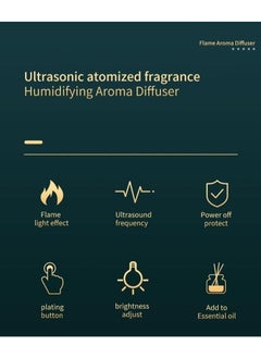 بيوينتي Flame Diffuser Humidifier 7 Flame Colors,Essential Oil Aroma Therapy Diffuser with Waterless Auto-Off Protection,Fire Air Diffuser for Home,Office,Bedroom (Wood Grain)  - Image 5
