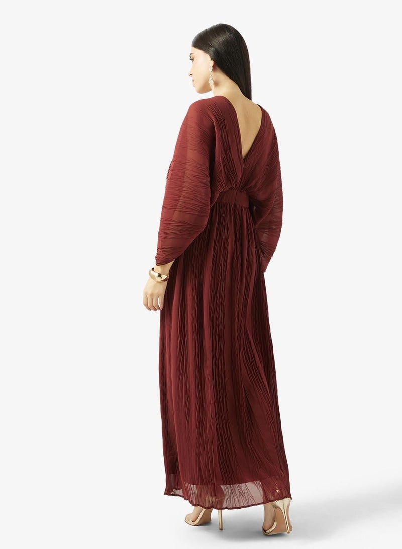 VERO MODA Short Sleeve Plisse Midi Dress - Image 4