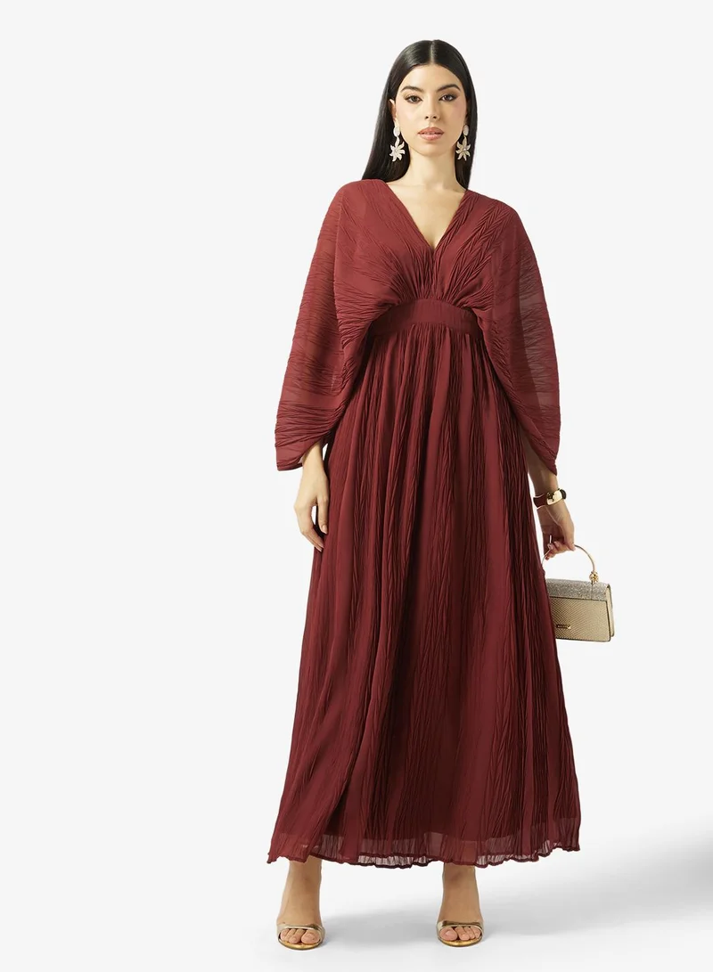 VERO MODA Short Sleeve Plisse Midi Dress