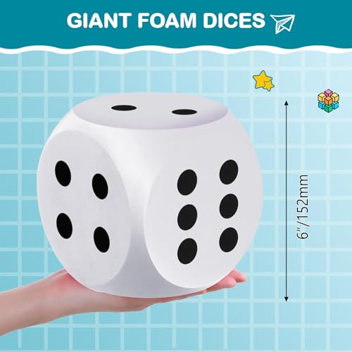 Shappy 6 Inches Foam Dice Fun Filled Large Educational Toy Kawaii Giant Dice Decorative Eva Foam Jumbo Cube Big Square Building Blocks for Game Nights Learning SessionsWhite and Pink2 Pcs - Image 5