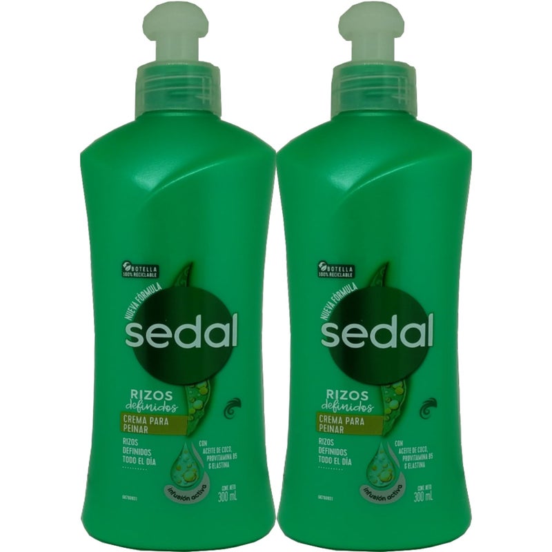 Sedal Curls Defined Hair Comb Cream with Coconut Oil, Provitamin B5, Elastin, 300ml, 2 Pack - Image 1