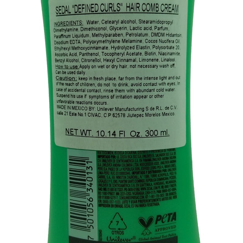 Sedal Curls Defined Hair Comb Cream with Coconut Oil, Provitamin B5, Elastin, 300ml, 2 Pack - Image 3