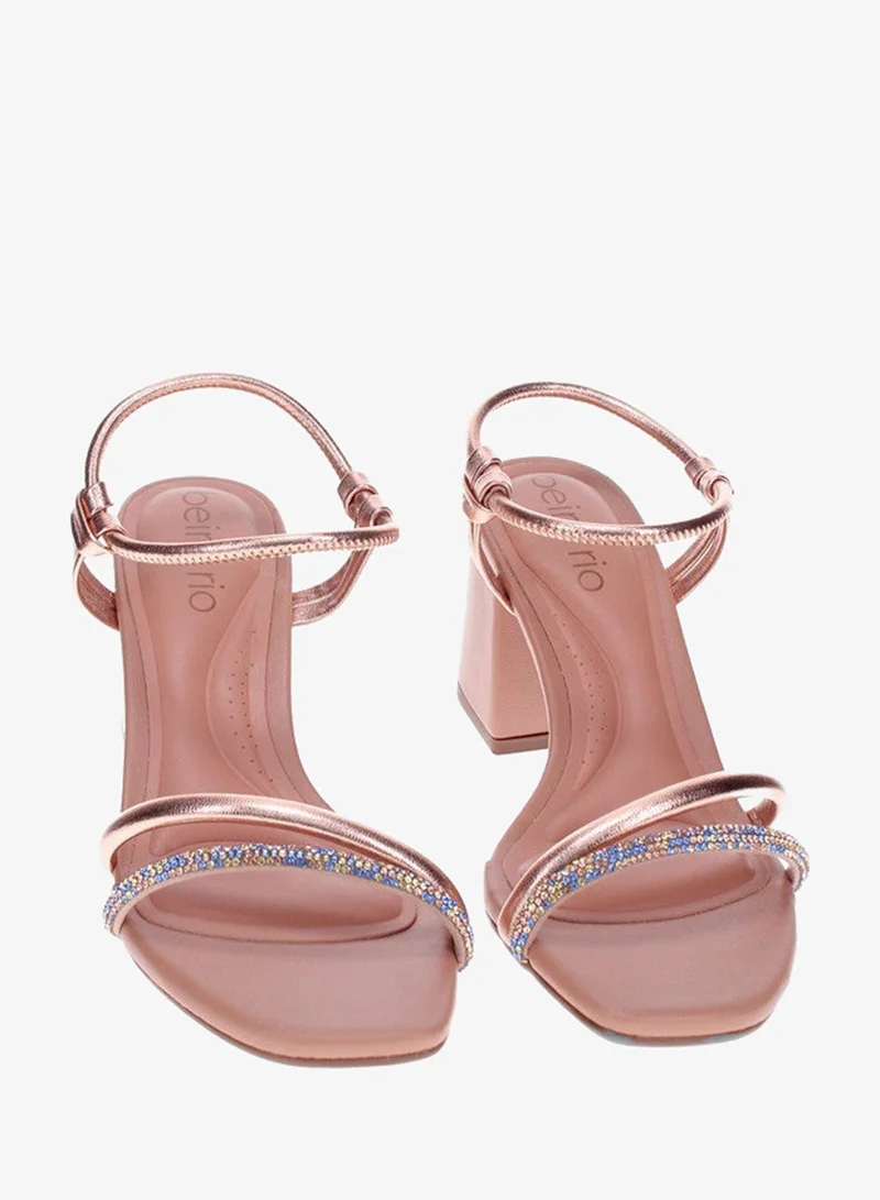 Beira Rio Blue Mid Heels Sandals for Women – Sling Back Heel Sandals for Girls with Ankle Strap for Women | Best Price UAE