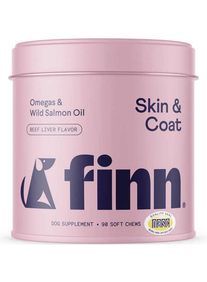 فين مكمل زيت السلمون للبشرة والفراء للكلاب | يدعم فراءً سميكًا ولامعًا | زيت السمك من سمك السلمون البري في ألاسكا، وأوميجا 3، وإي بي إيه ودها، والبيوتين، والزنك | 90 مضغة ناعمة - Image 1