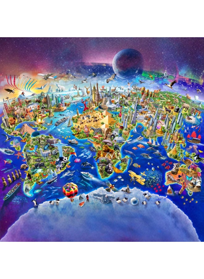 لغز خشبي للكبار من وورلد لاندمارك 1000 قطعة لغز للأطفال لعبة صعبة يمكنك صنعها بنفسك هدية عيد ميلاد-اللون: 1500 معالم عالمية - Image 2