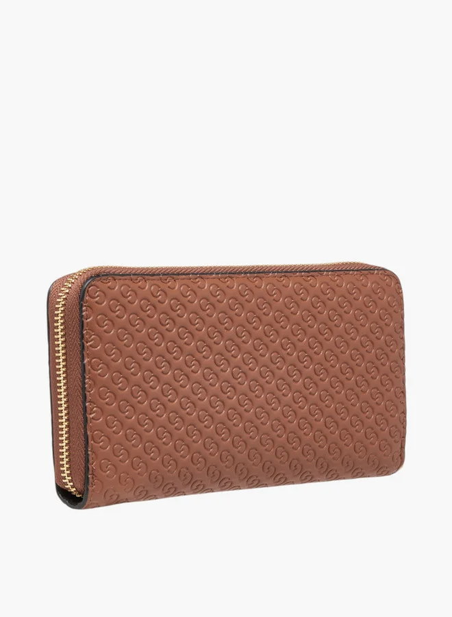 Celeste Monogram Embossed Zip Around Wallet