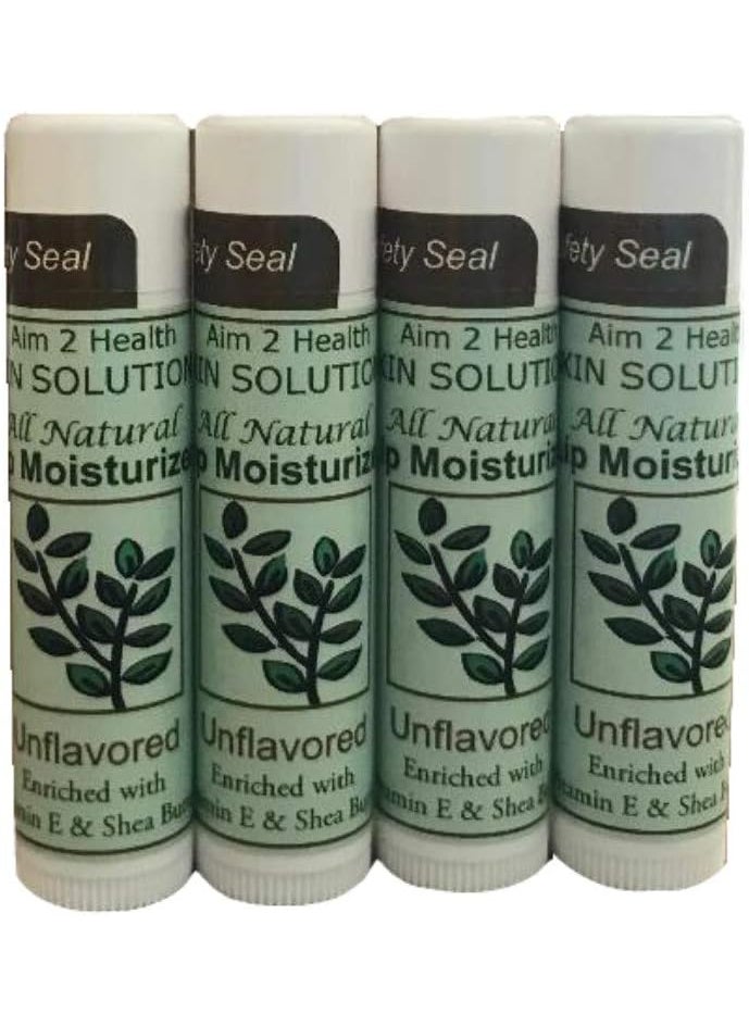 aim 2 health All Natural Lip Moisturizer for Dry Cracked Lips Providing Deep Moisture  Repair Special Package of 4  15 OZ Tubes of Lip Balms Unflavored 4 Pack in Organza Pouch 