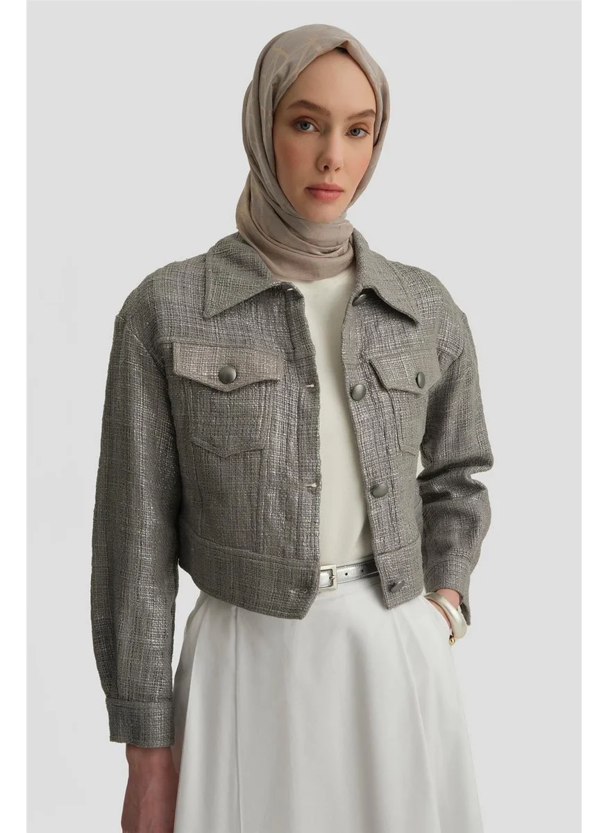 ARMINE Shiny Printed Tweed Jacket 25Y5900 Gray