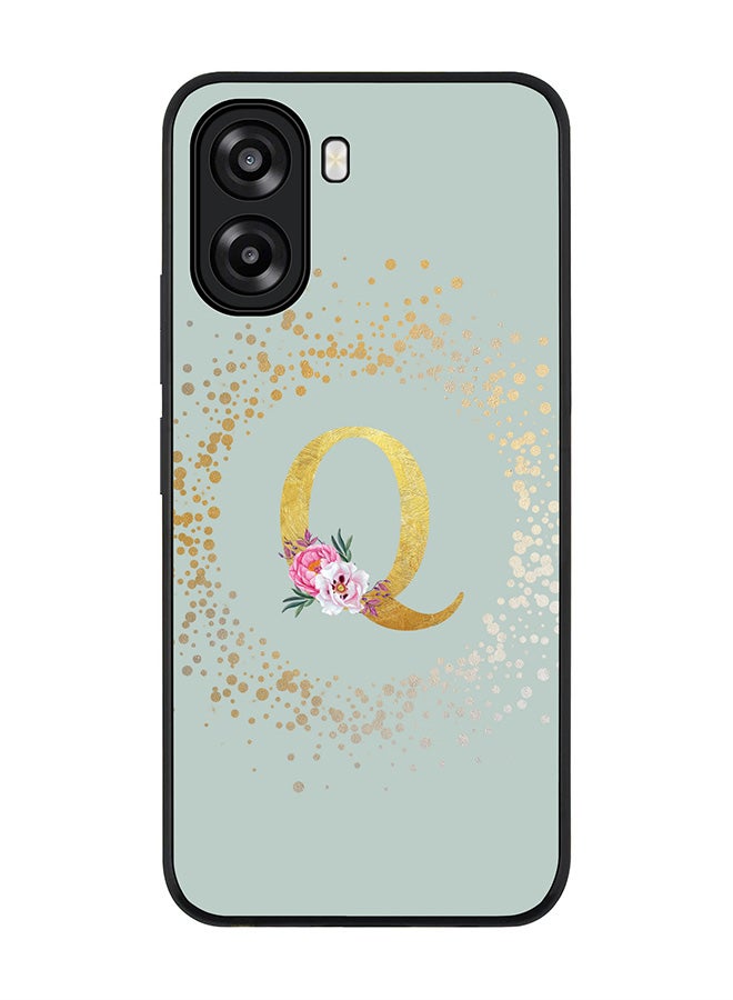 Stylizedd For Oppo A6t 5G / A6t 4G Case,Slim fit Camera Protection, Shockproof Thin Phone cover  - Custom Monogram Floral - Q  (Light Grey ) - Image 1