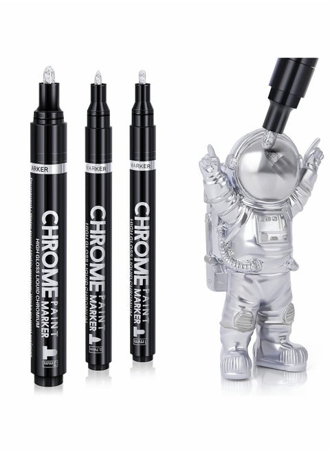 Silver Liquid Mirror Chrome Markers, 3 Pcs Chrome Paint Pens