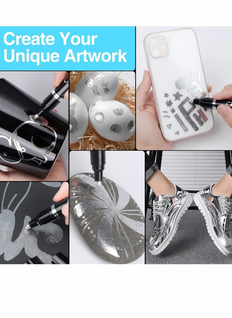 Excefore - Silver Liquid Mirror Chrome Markers, 3 Pcs Chrome Paint Pens - Image 1