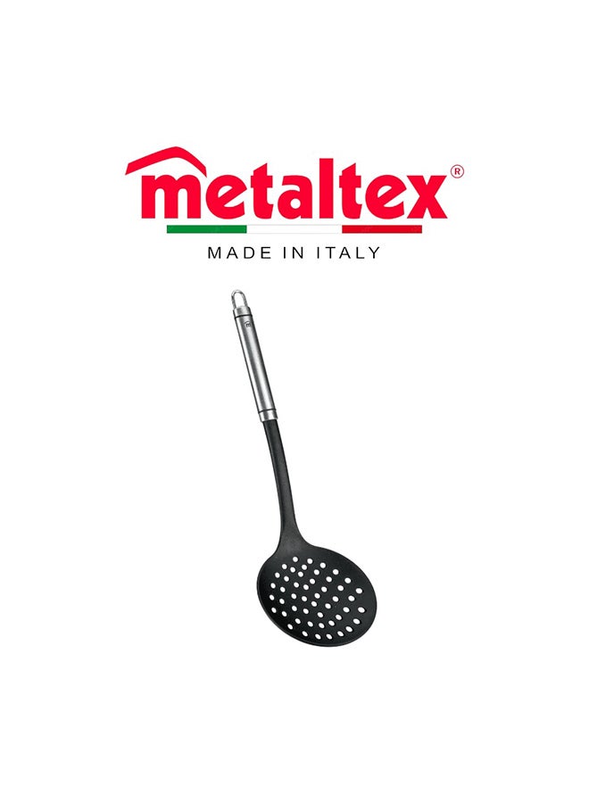 Metaltex مصفاة ميتالتكس هونر 35 سم، مقبض من الفولاذ المقاوم للصدأ مع قبضة ناعمة، ملعقة مصفاة للشواء، التصريف والطهي، أداة مطبخ متينة - Image 1