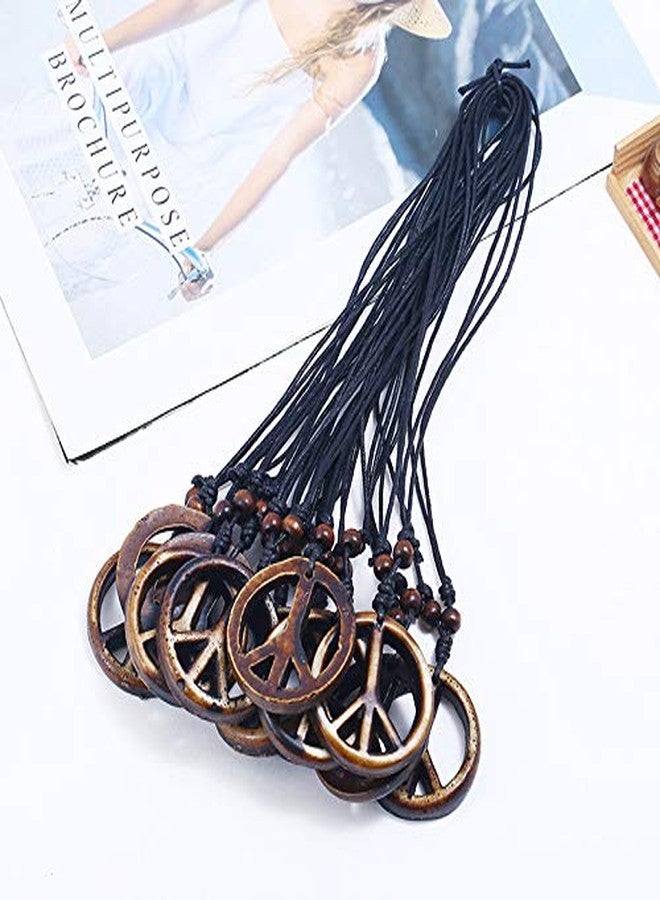 FORUBUS Peace Sign Pendant Necklace Retro Hippie Style Peace and Love Symbol Distressed Charm Rope Necklace for Women Men Jewelry-ne - Image 5
