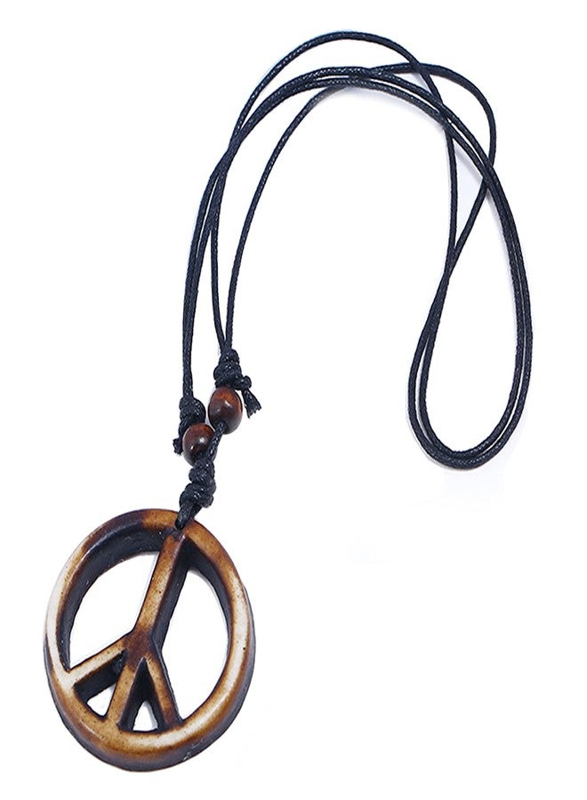 FORUBUS Peace Sign Pendant Necklace Retro Hippie Style Peace and Love Symbol Distressed Charm Rope Necklace for Women Men Jewelry-ne - Image 2
