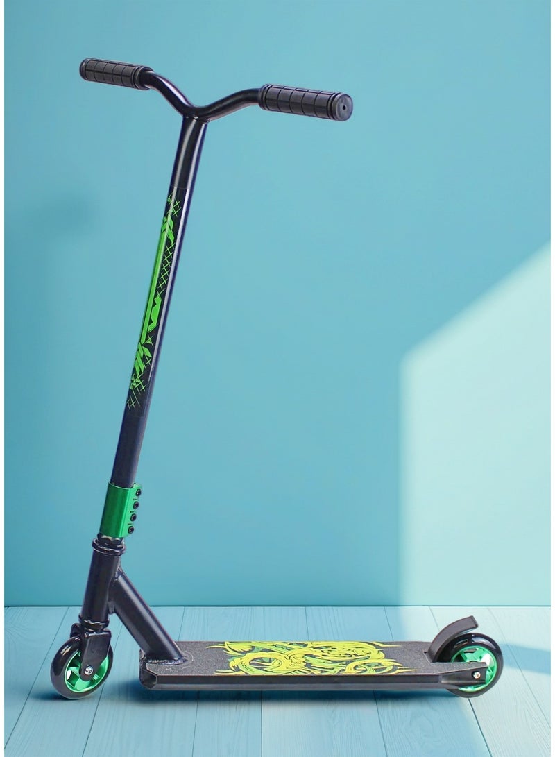 EASY FUTURE 2 Wheels Stunt Scooter–Pro Scooter for Tricks With Aluminium Grip Tape Deck, 110 mm Aluminium Wheels, Wide T-Tube Handlebars, Steel Brake, Lightweight 360 Degree Stunts. For Beginner and Intermediate Level. - Image 1