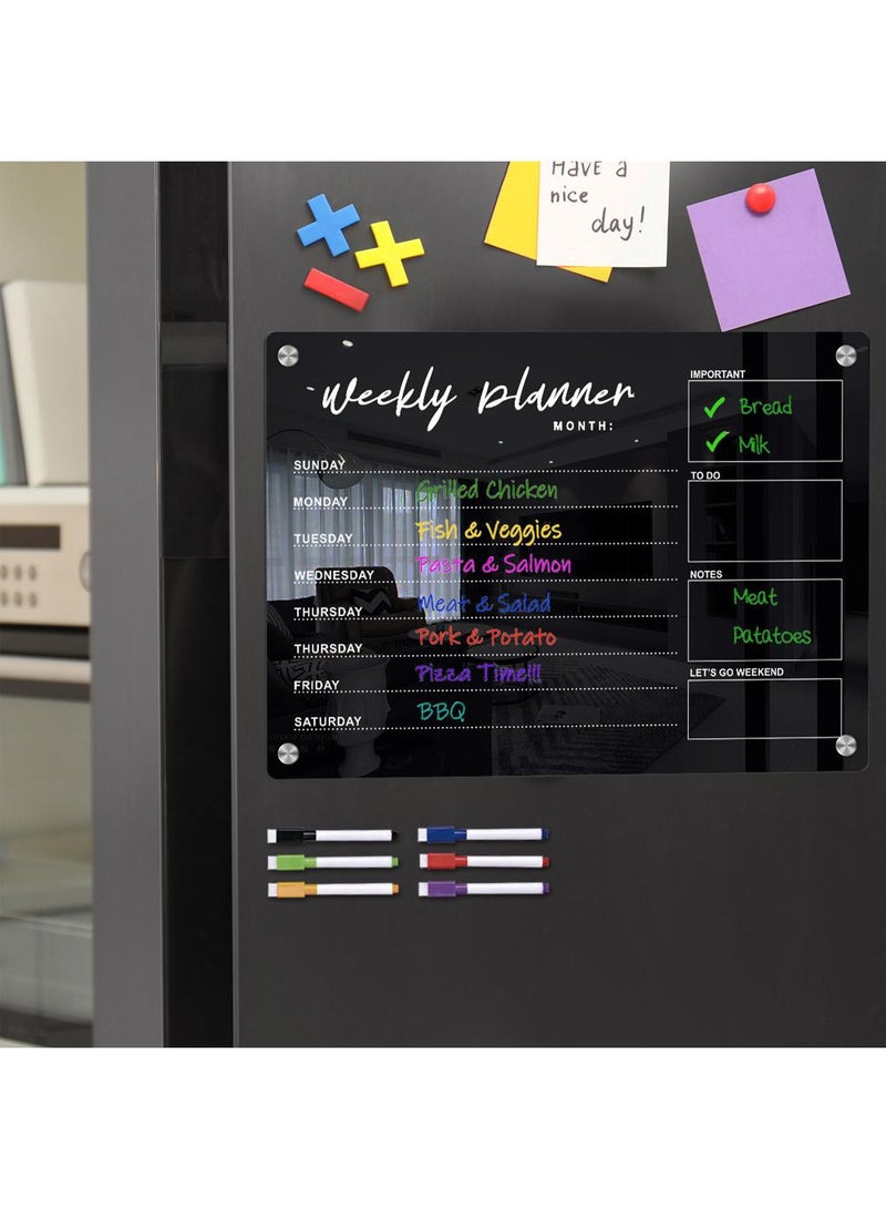 Generic Acrylic Magnetic Absorption Week Plan Memo Board Erasable Black Message Writing Board Memo Reminder Display Board  - Image 4