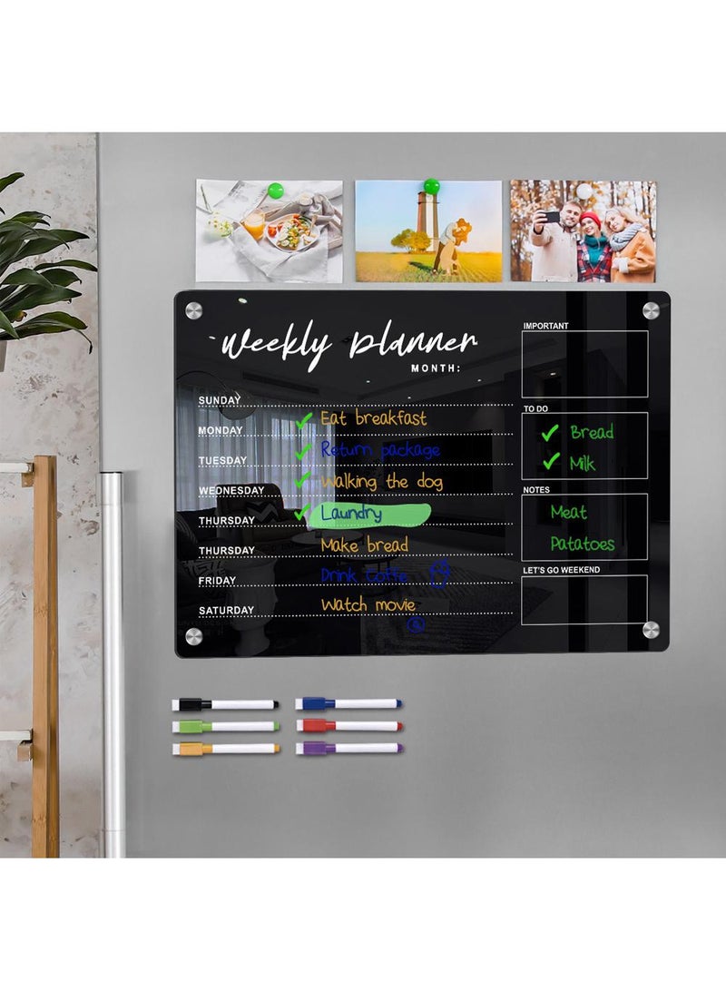 Generic Acrylic Magnetic Absorption Week Plan Memo Board Erasable Black Message Writing Board Memo Reminder Display Board  - Image 3