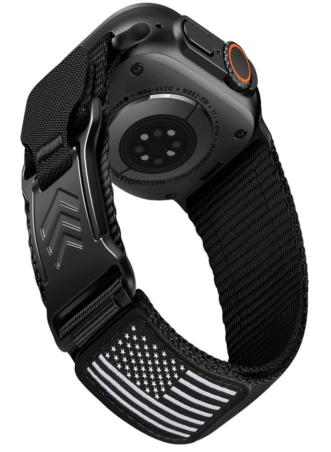 Easuny Nylon Magnetic Band Compatible with Apple Watch Ultra 3 2 1 Bands for Men 49mm 46mm 45mm 44mm, Stars-Stripes Flag Rugged Sport Strap Soft Fabric Wristband for IWatch SE Series 11 10 9 8 7 6 5 4 - Image 1