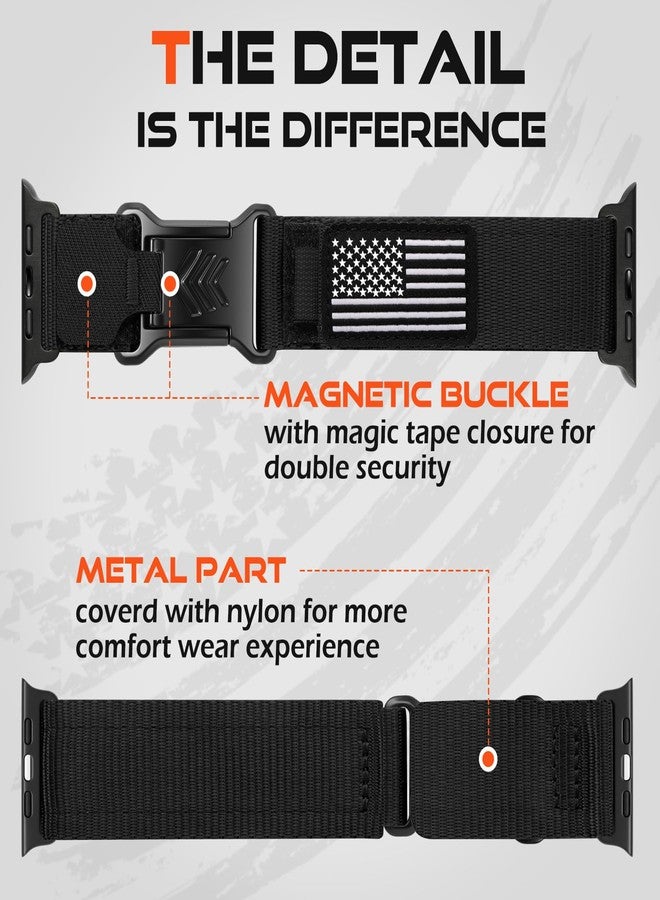 Easuny Nylon Magnetic Band Compatible with Apple Watch Ultra 3 2 1 Bands for Men 49mm 46mm 45mm 44mm, Stars-Stripes Flag Rugged Sport Strap Soft Fabric Wristband for IWatch SE Series 11 10 9 8 7 6 5 4 - Image 4